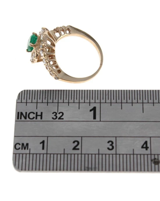 Emerald and Diamond Bypass Ring in Yellow Gold - Image 3
