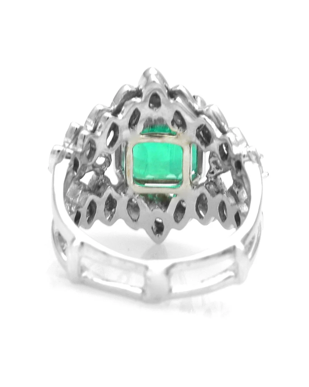 Emerald and Diamond Chevron Fashion Ring - Image 3