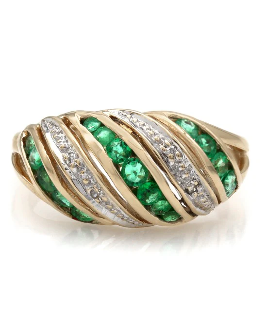 Emerald and Diamond Dome Ring - Image 2