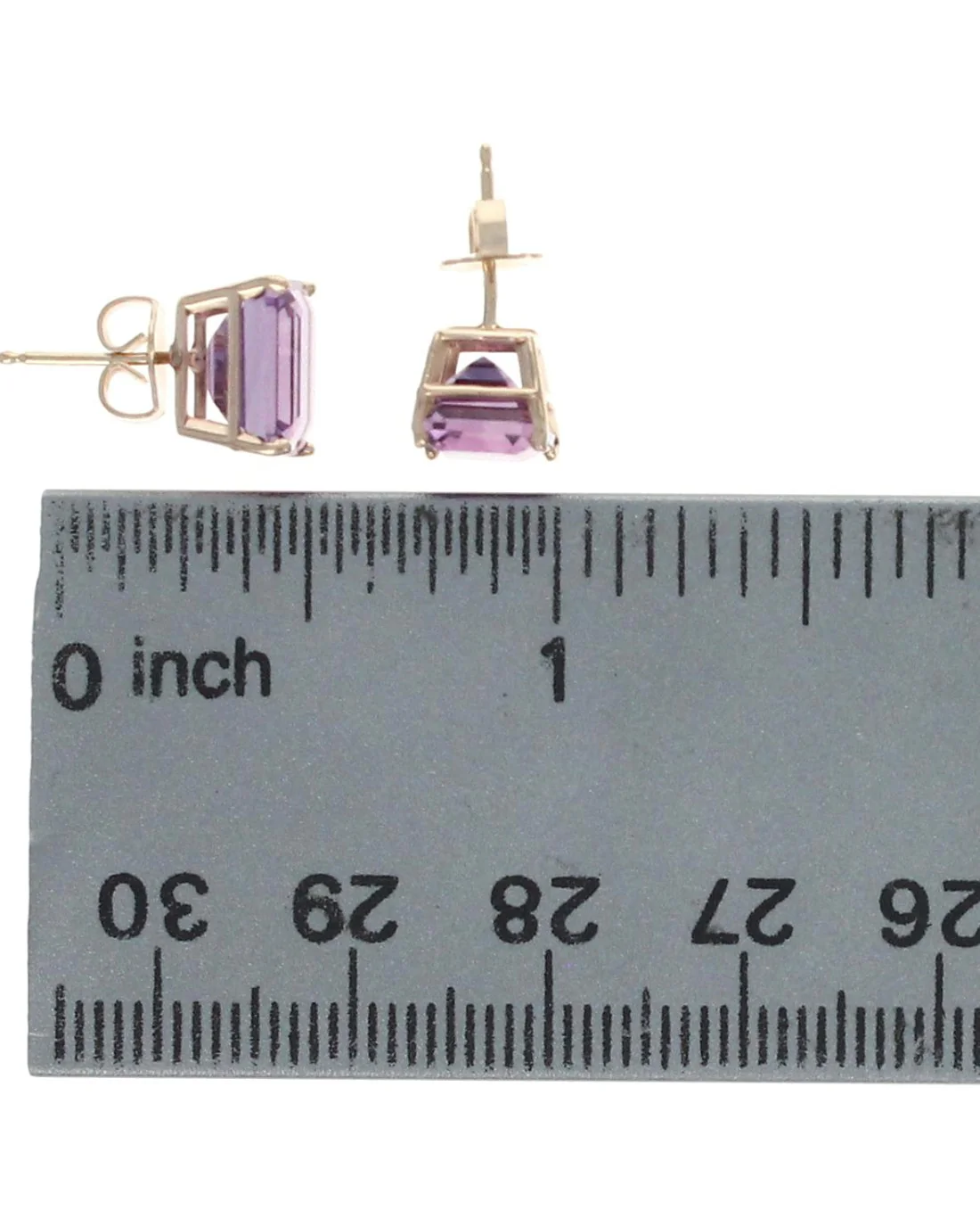 Emerald Cut Amethyst Stud Earrings - Image 3