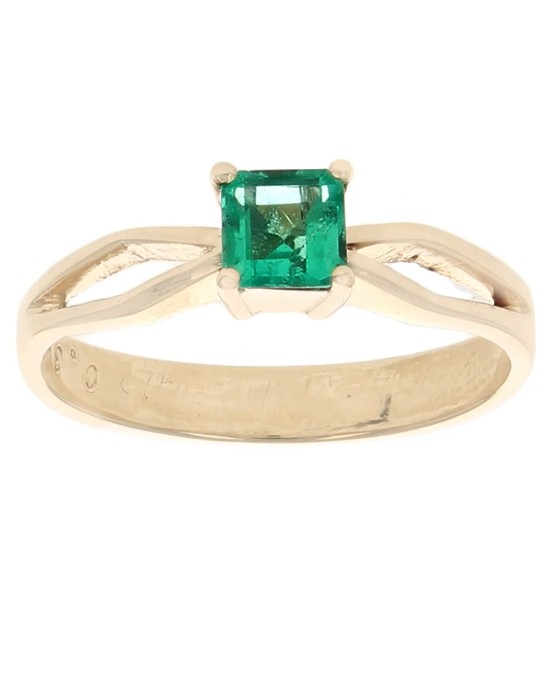 Emerald Solitaire Ring in Yellow Gold - Image 2