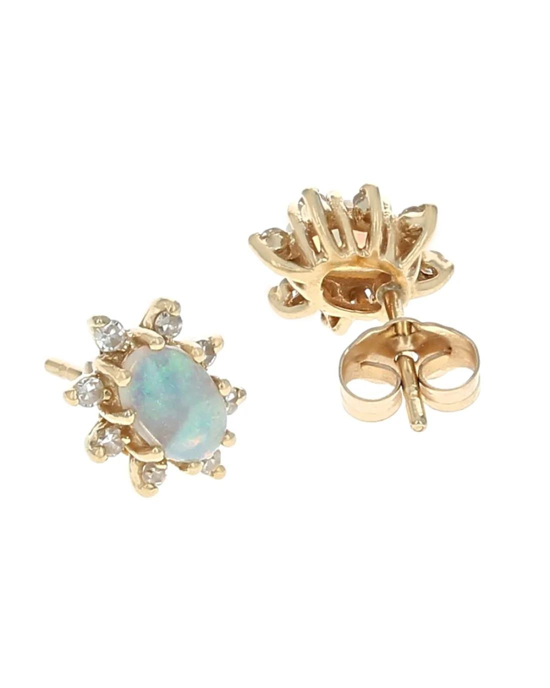 Ethiopian Opal Diamond Halo Stud Earrings - Image 2