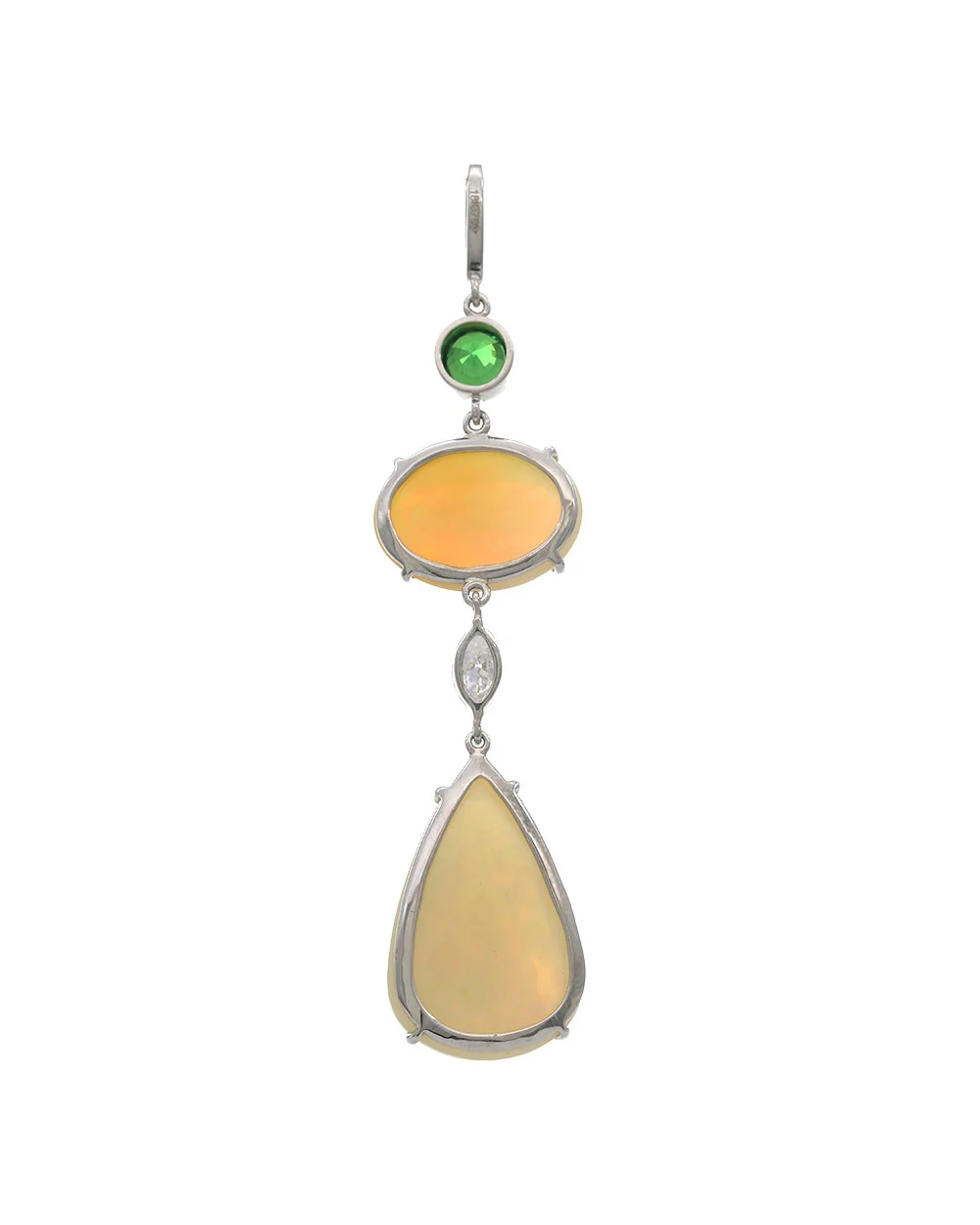 Ethiopian Opal, Tsavorite and Diamond Drop Pendant - Image 2
