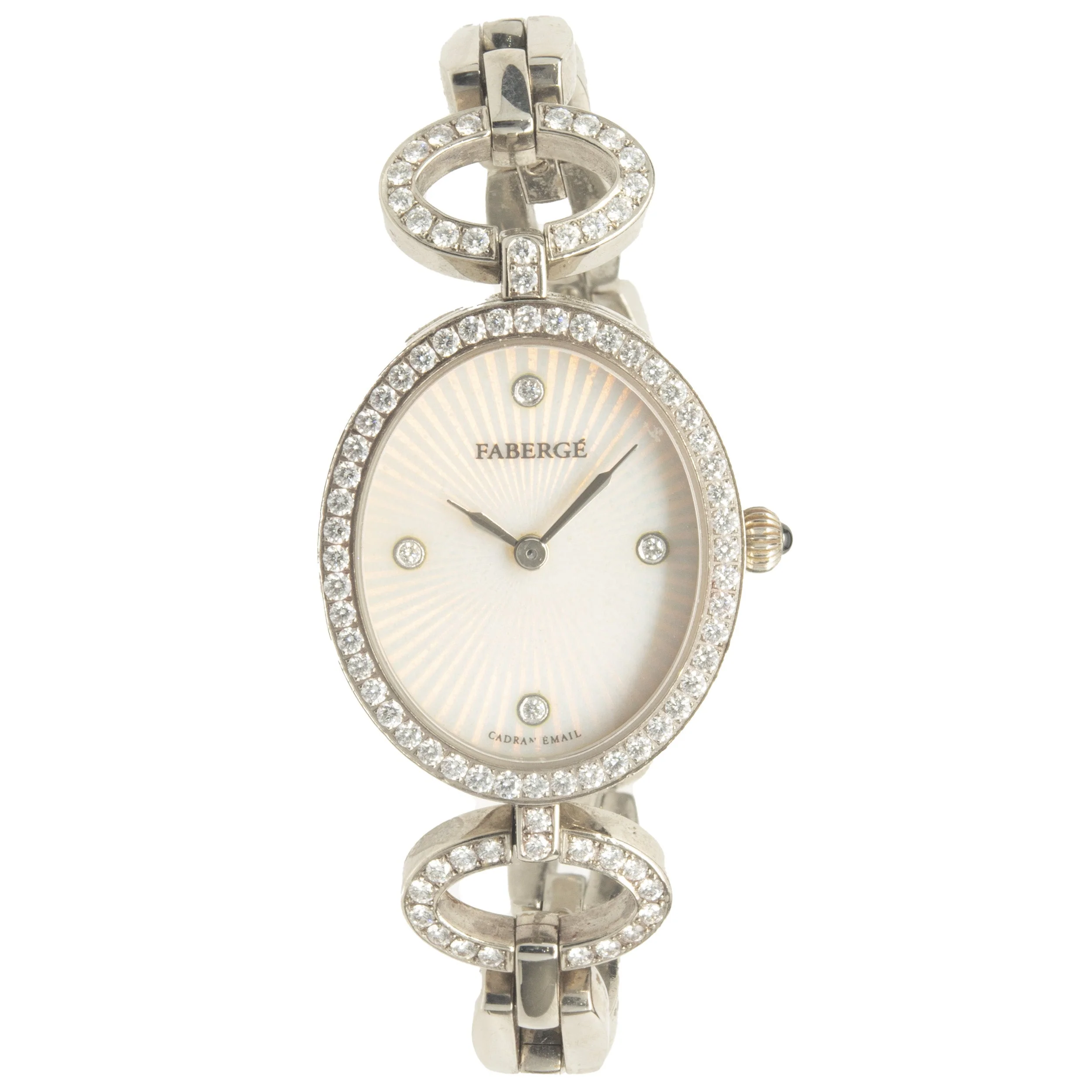 Faberge 18 Karat White Gold Diamond and Mother of Pearl Anastasia Dress