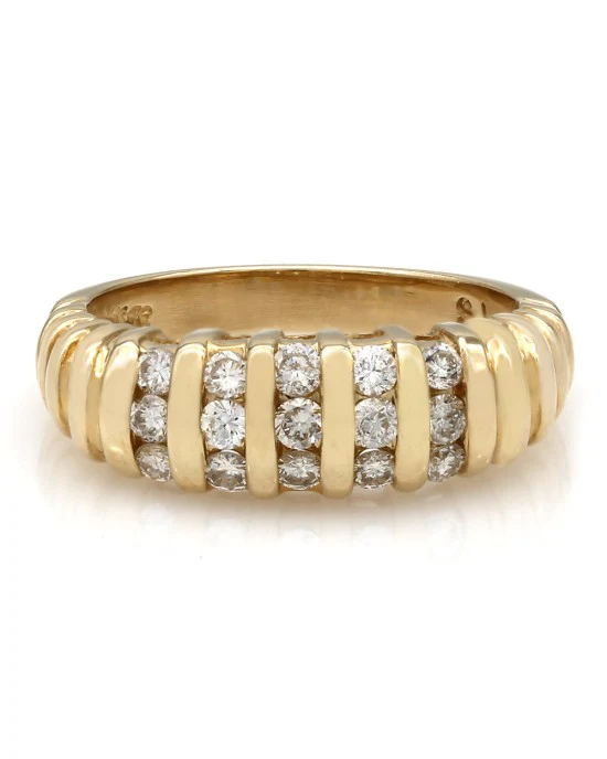Five Row Vertical Channel Diamond Band in 14k Yellow Gold - Image 2