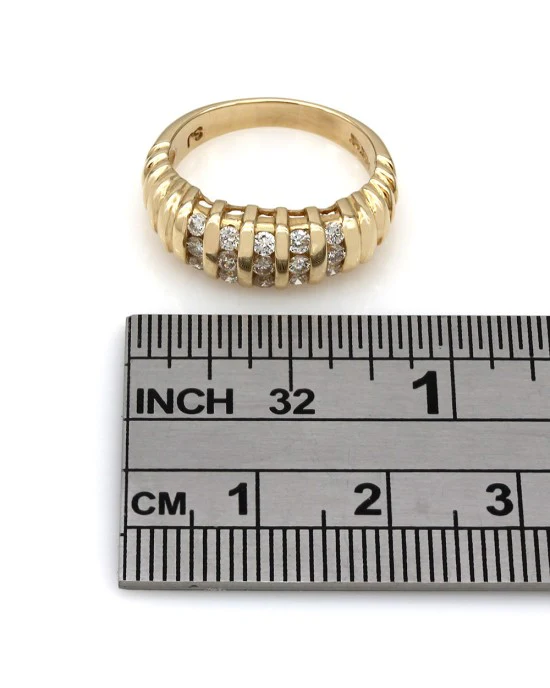 Five Row Vertical Channel Diamond Band in 14k Yellow Gold - Image 4