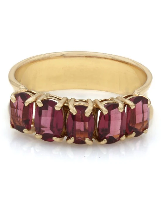 Five Stone Garnet Ring 14KY - Image 2