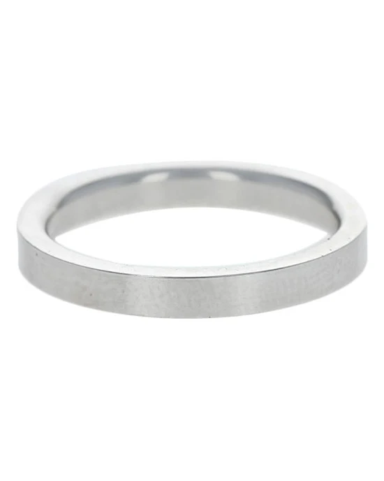 Flat Edge Wedding Band in White Gold - Image 2