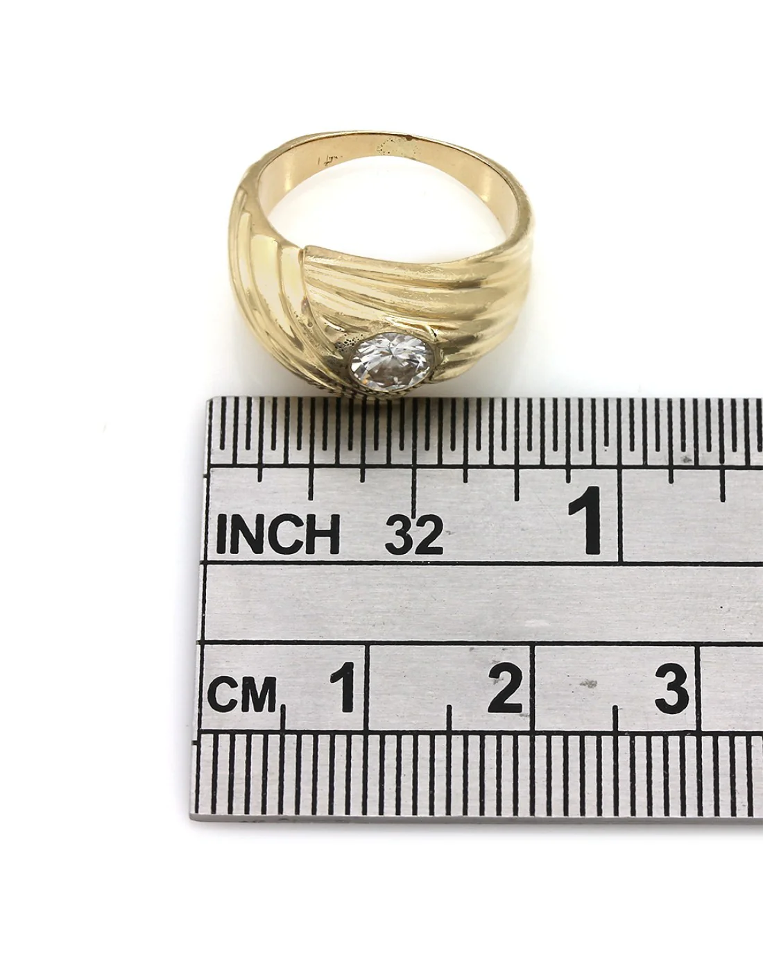 Flush Set Diamond Solitaire Fluted Ring - Image 3