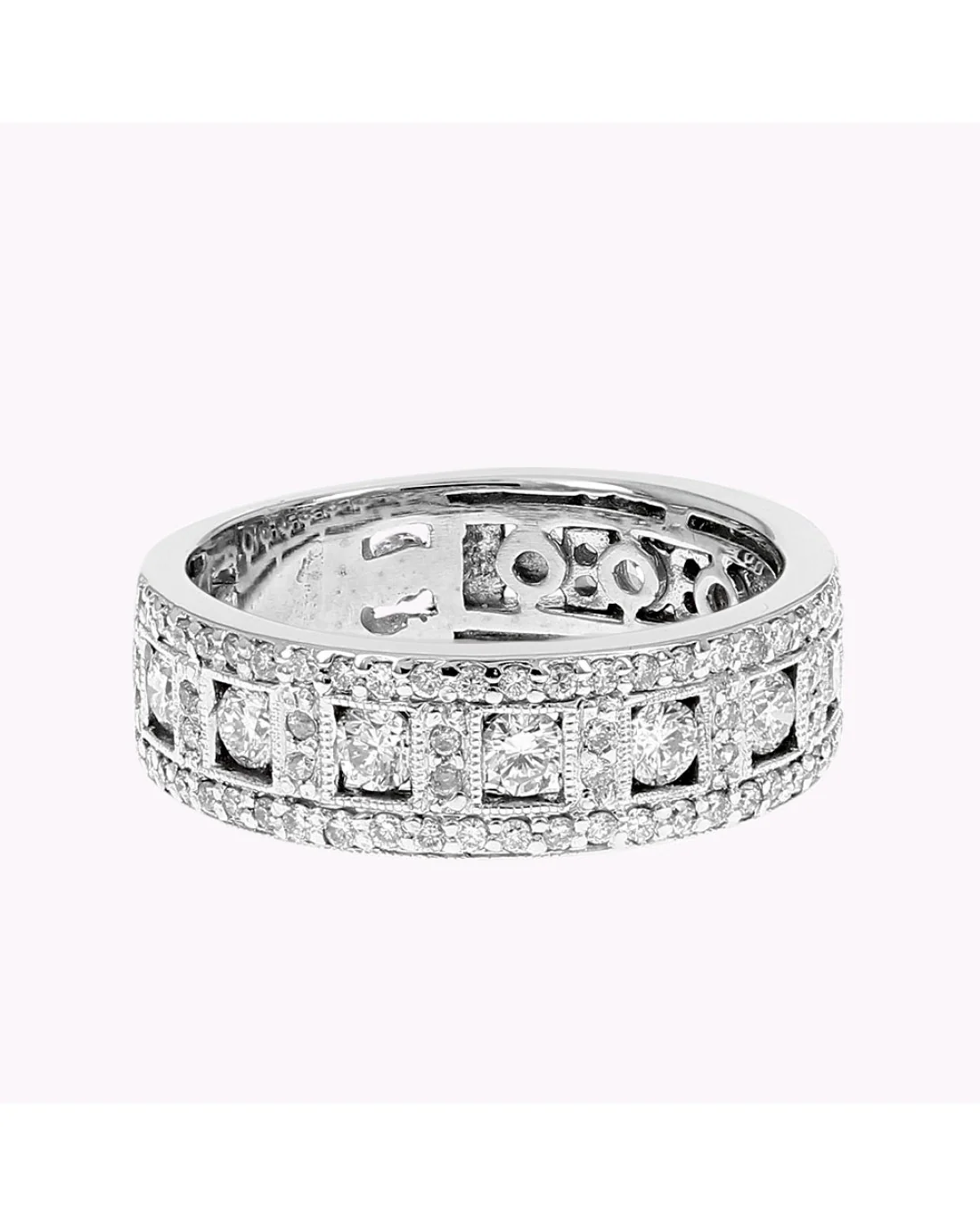 Framed Diamond Milgrain Band in White Gold - Image 2