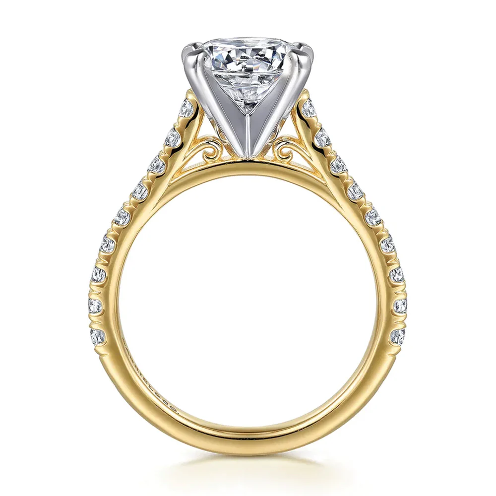 Gabriel & Co. 14K Yellow Gold Round Brilliant Cut Diamond Engagement Ring - Image 3