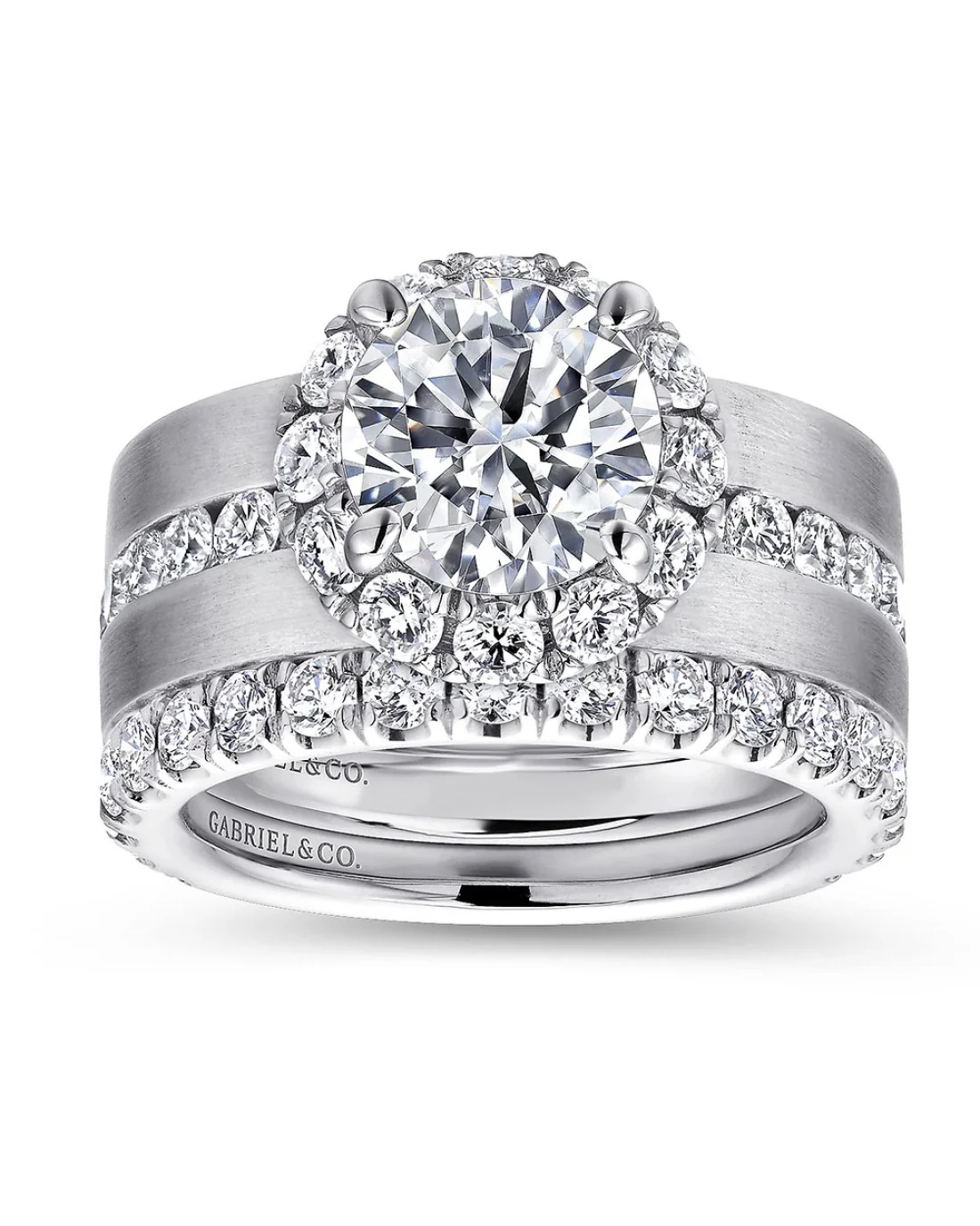 Gabriel & Co. Contemporary Collection Diamond Halo Engagement Ring - Image 3