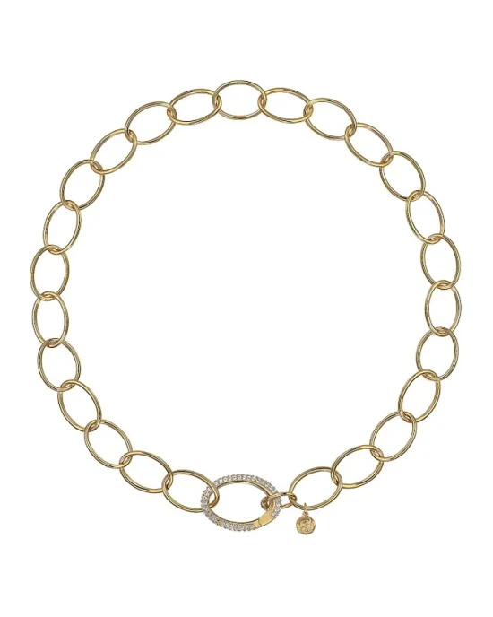 Gabriel & Co. Contemporary Collection Diamond Oval Drop Link Necklace - Image 2