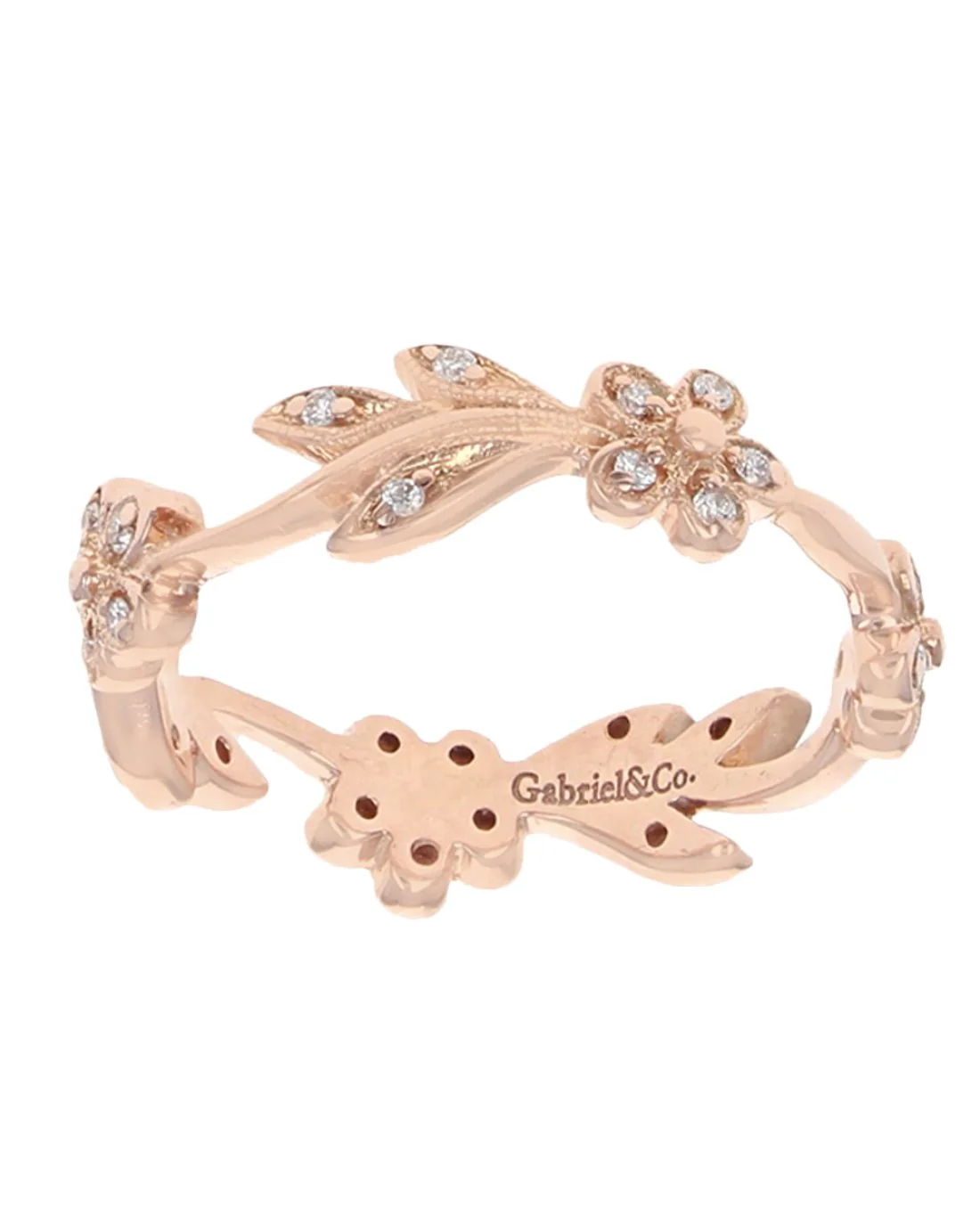 Gabriel & Co. Floral Diamond Stackable Ring - Image 2