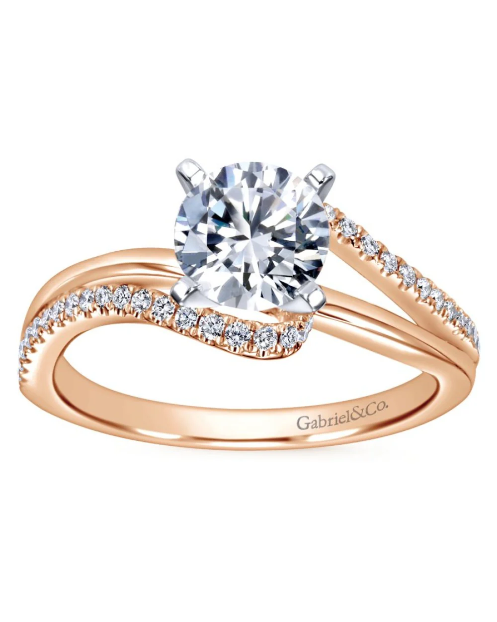 Gabriel & Co 14K Two Tone Gold Naomi Diamond Mounting Ring - Image 3