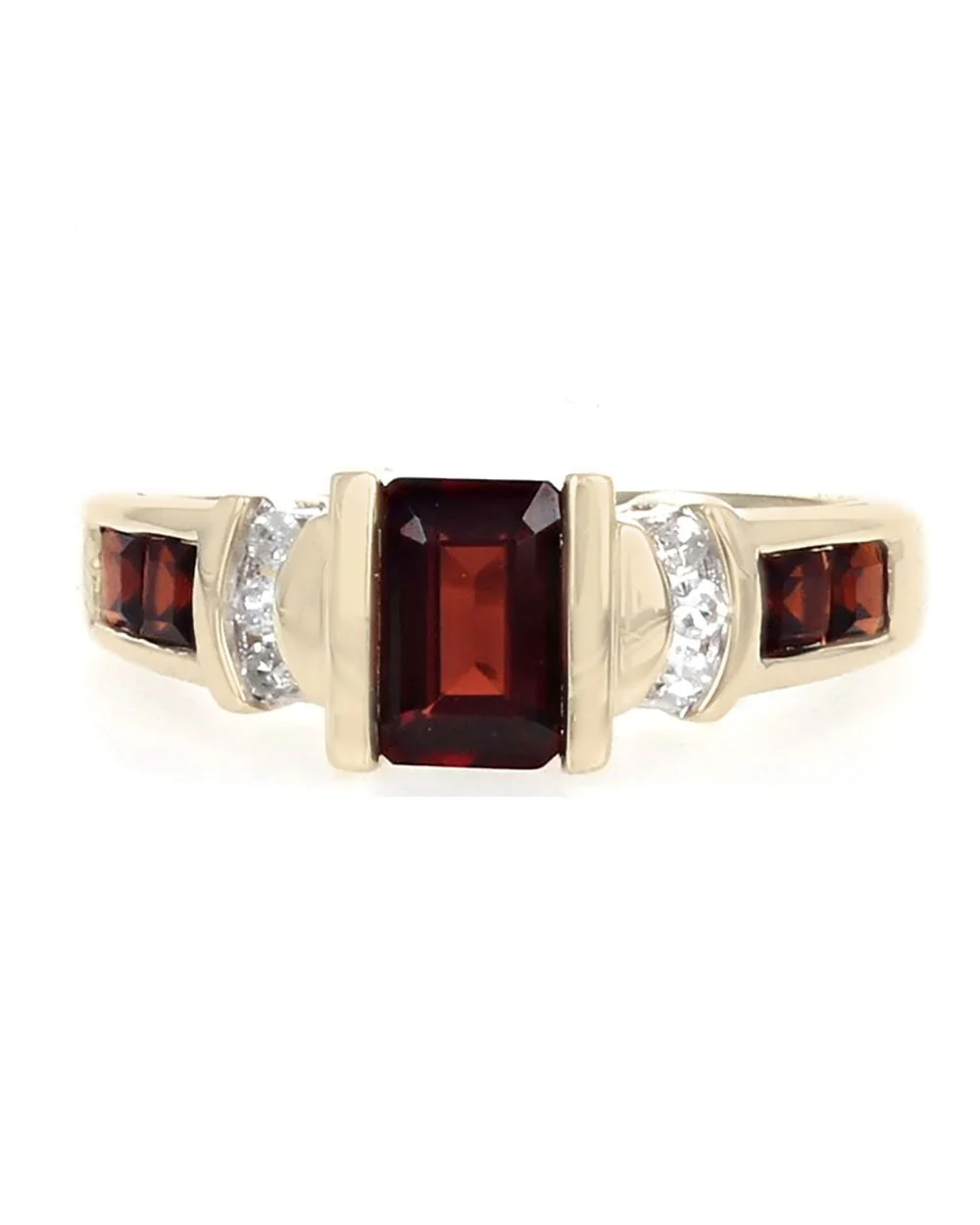 Garnet and Diamond Accent Ring in Yellow Gold - Image 2