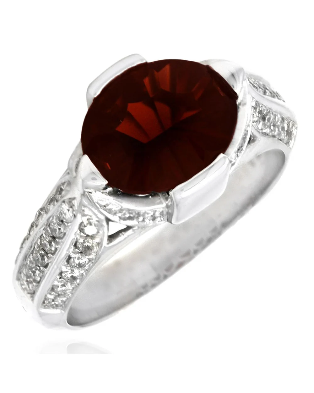 Garnet and Diamond Fashion Ring in Gold