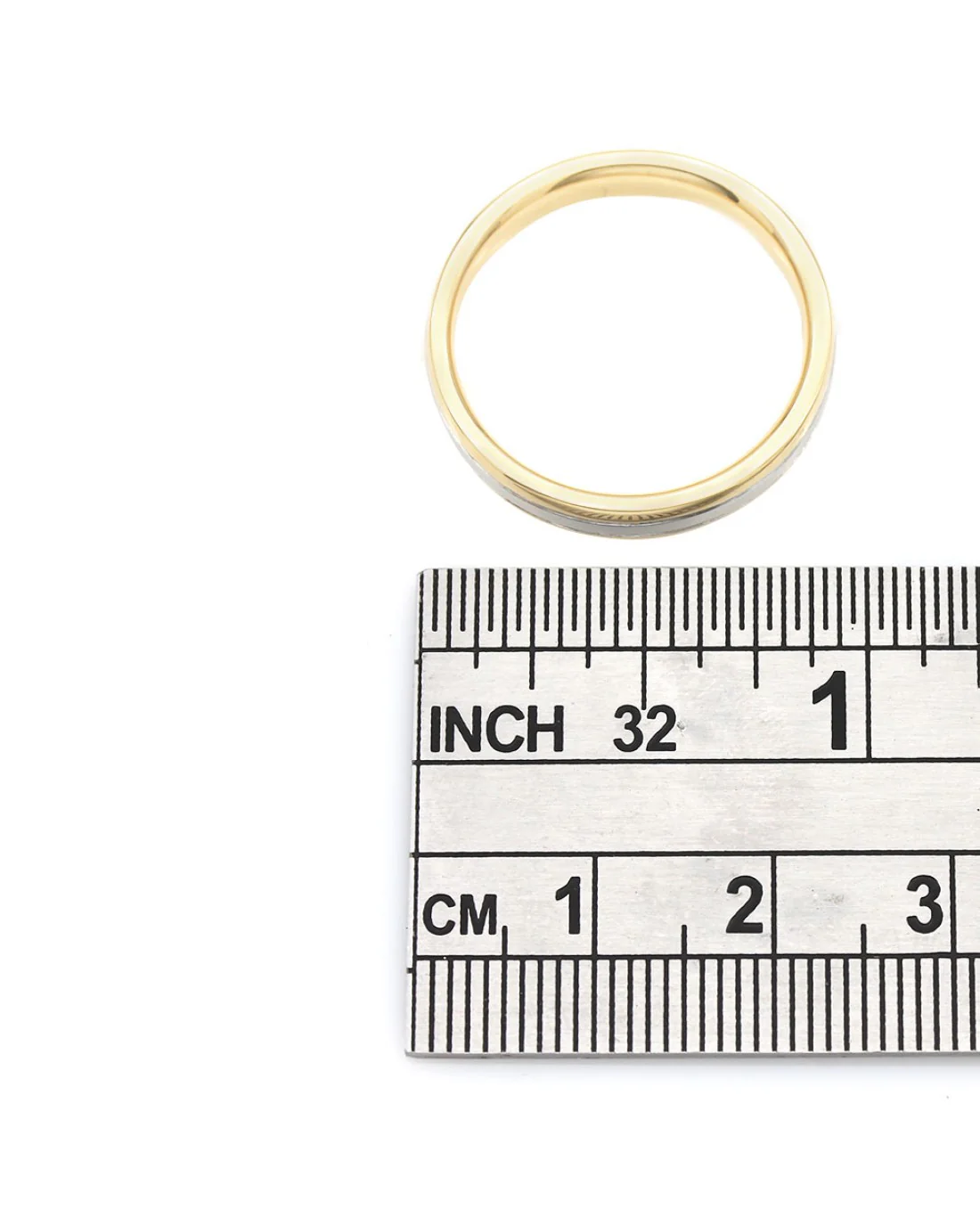 Gentlemans 2 Toned Grooved Edge Wedding Band - Image 3
