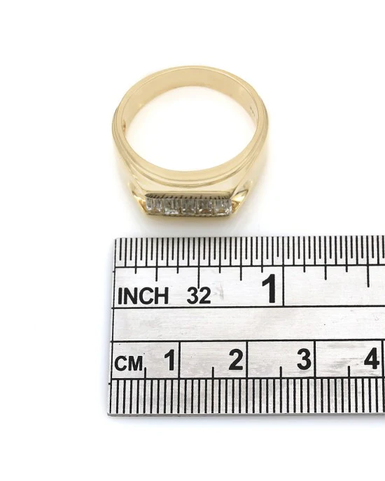 Gentleman's Baguette Diamond Rectangular Top Ring - Image 3