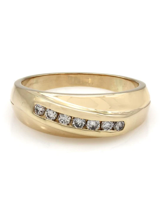 Gentleman's Diagonal Set Diamond Ring - Image 2