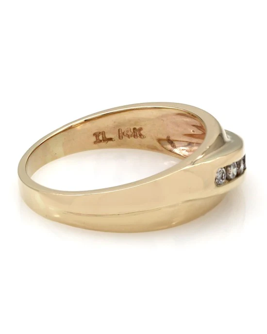Gentleman's Diagonal Set Diamond Ring - Image 3