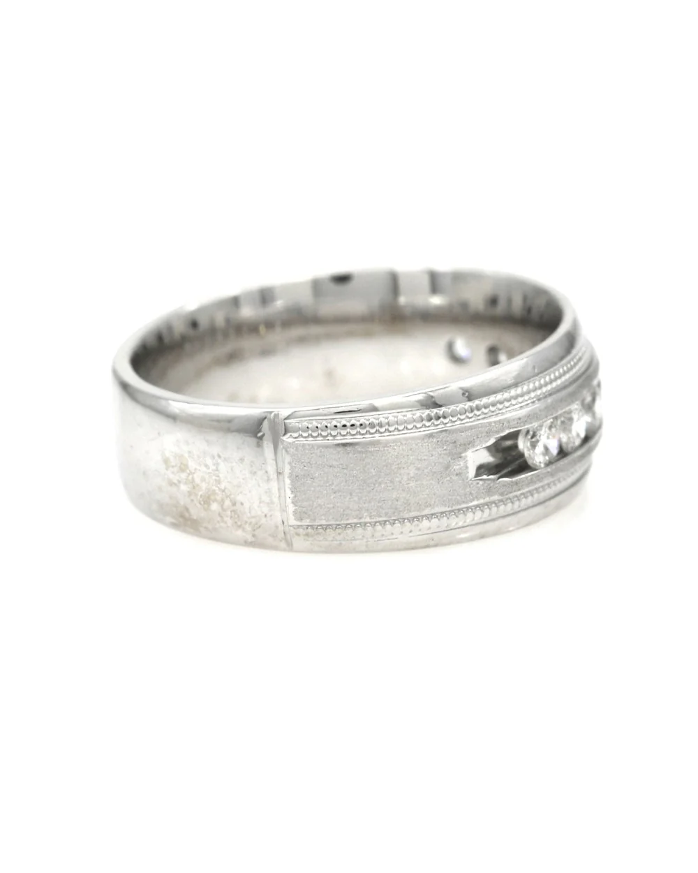 Gentlemans Diamond Milgrain Accent Band - Image 2