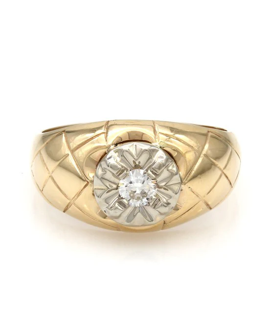 Gentleman's Diamond Solitaire Dome Ring - Image 2