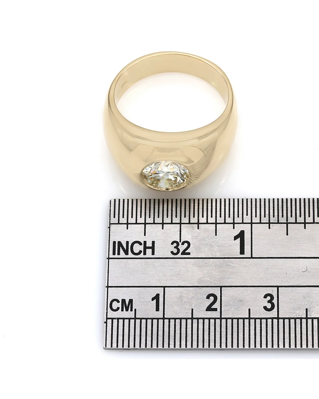 Gentlemans Domed Solitaire with Round Diamond in 14k Yellow Gold - Image 3