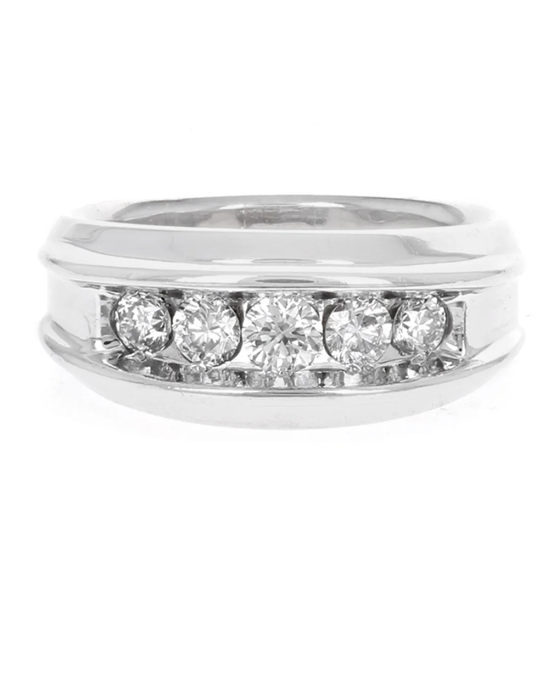 Gentlemens 5 Stone Diamond Tapered Ring - Image 2