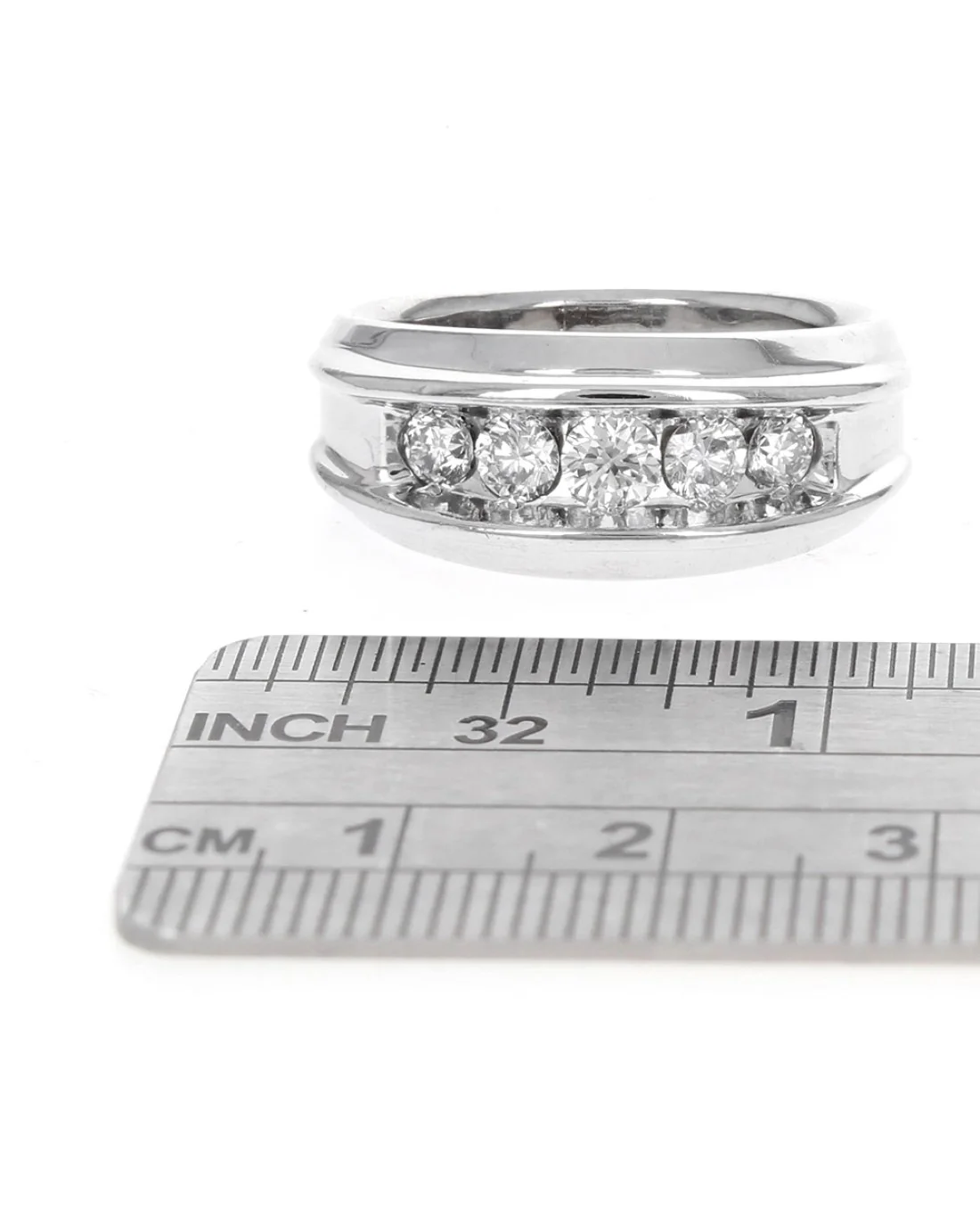 Gentlemens 5 Stone Diamond Tapered Ring - Image 3