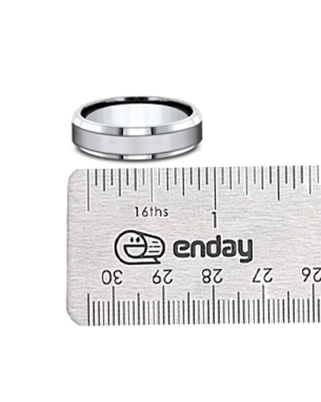 Gentlemen's Blackened Etched Beveled Edge Comfort Fit Band in White Cobalt - Image 2