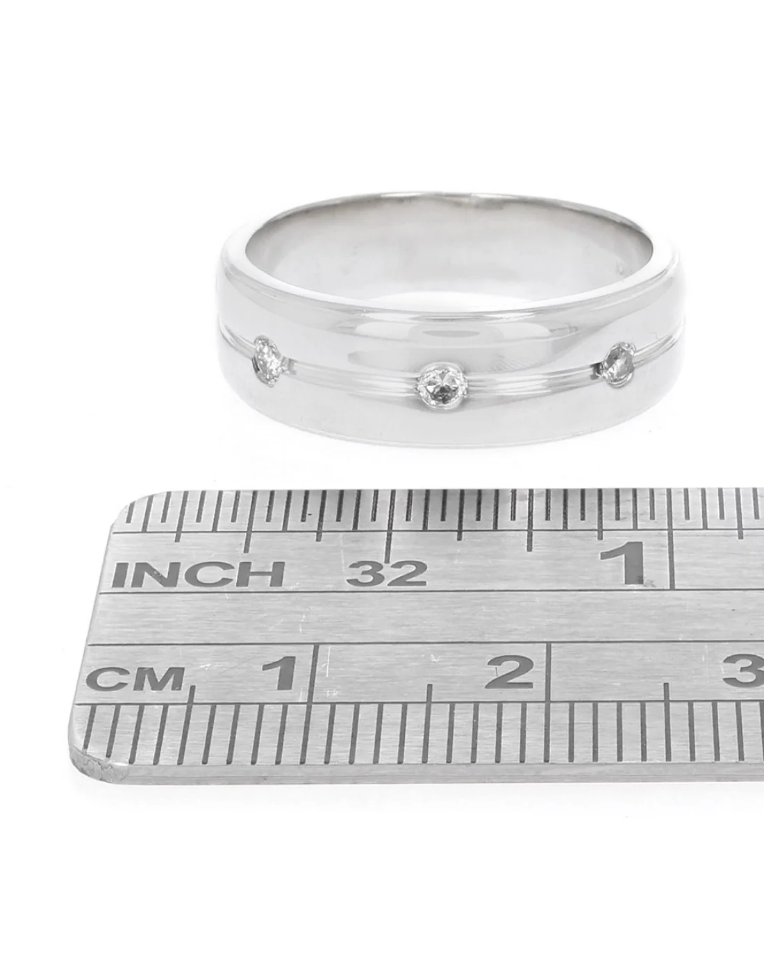 Gentlemen's Diamond Fluted Accent Band in White Gold - Image 3