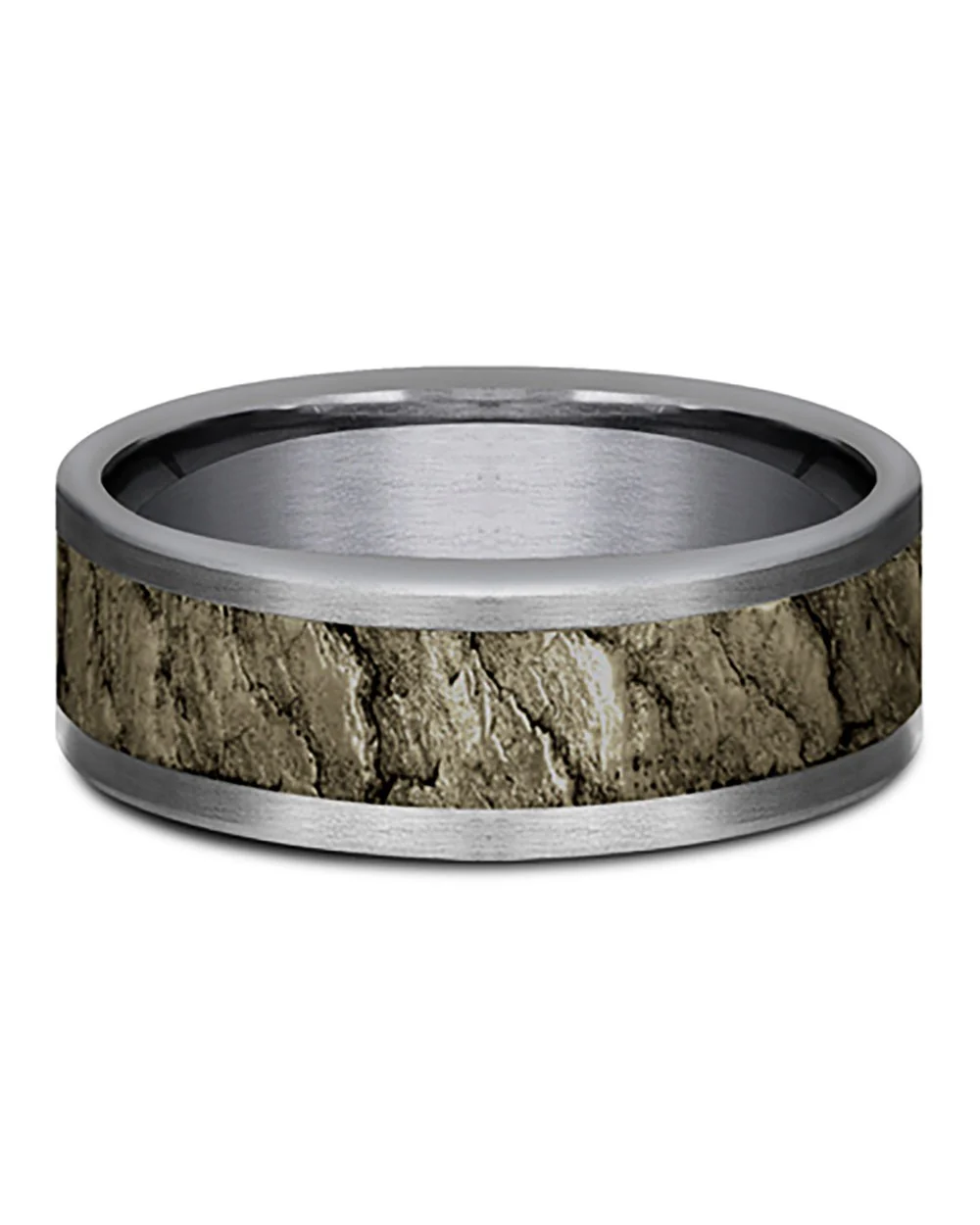 Gentlemen's Lava Rock Textured Comfort Fit Band in Grey Tantalum and Bronze - Image 3
