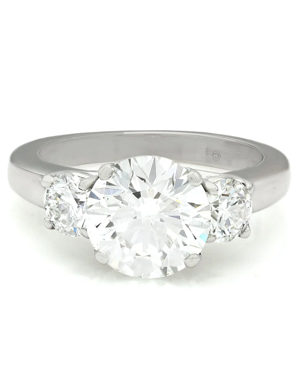 GIA Certified Round Brilliant Cut Diamond Three Stone Ring in Platinum - Image 2