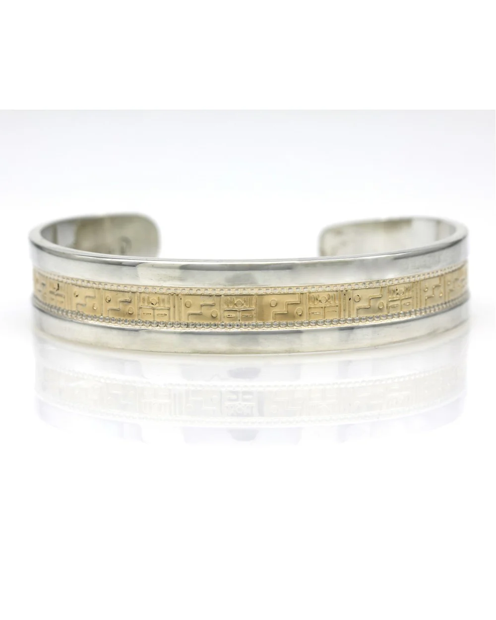 Gold and Silver Milgrain Etched Cuff