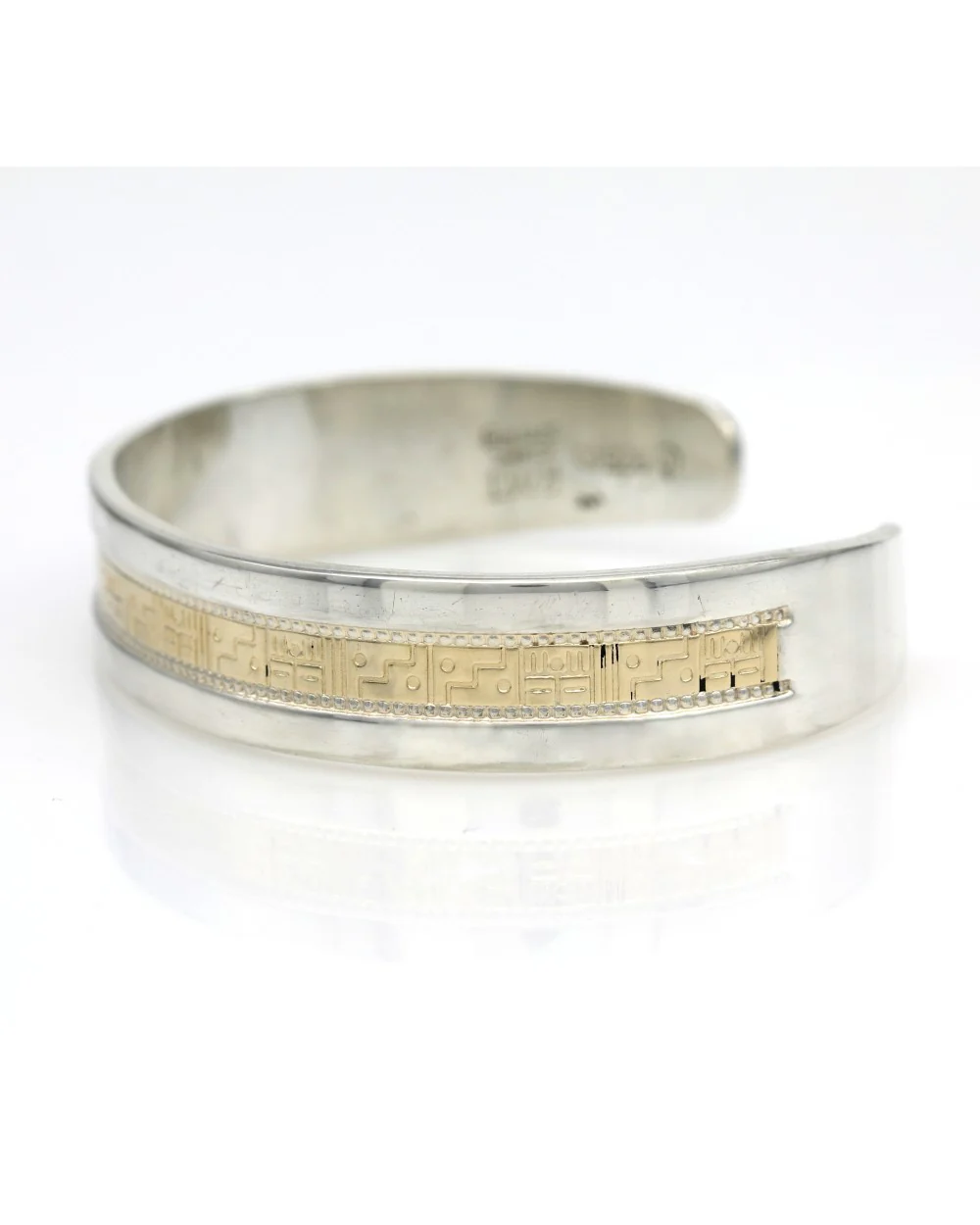 Gold and Silver Milgrain Etched Cuff - Image 2