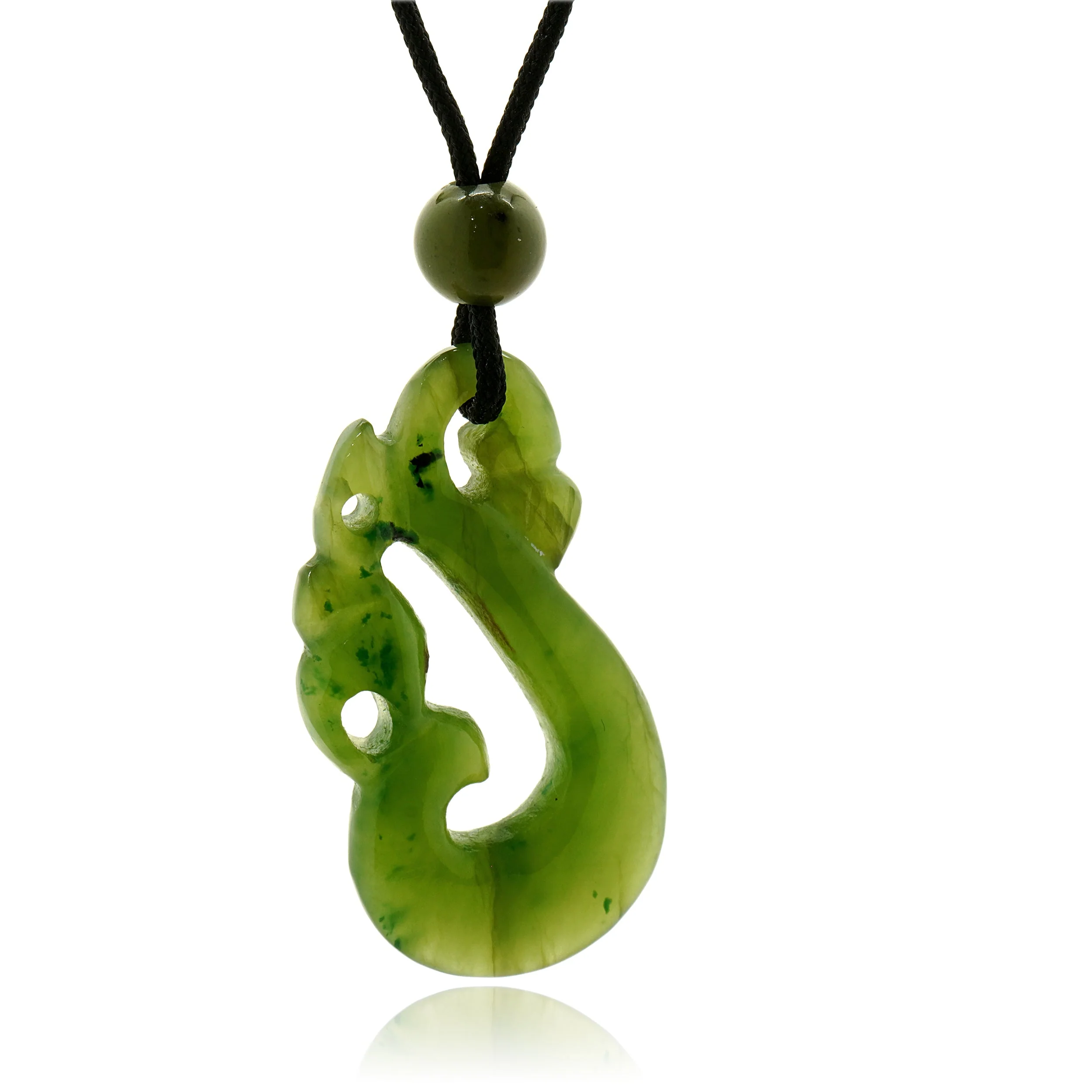 Green Jade Pendant on Black Cord Necklace - Image 2