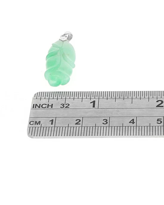 Green Jadeite Jade Carved Rose Pendant in White Gold - Image 3
