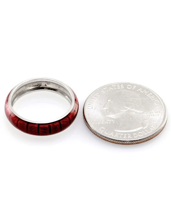 Hidalgo Red Enamel Stackable Eternity Band in 18K White Gold SZ 6.25 - Image 4