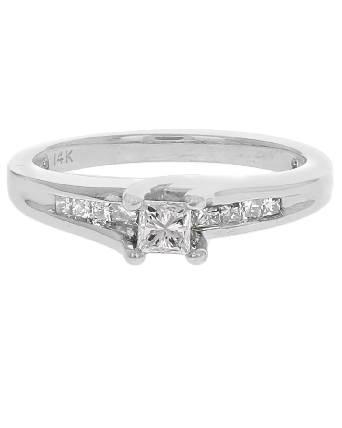 High Profile Diamond Bypass Engagement Ring in White Gold - Image 2