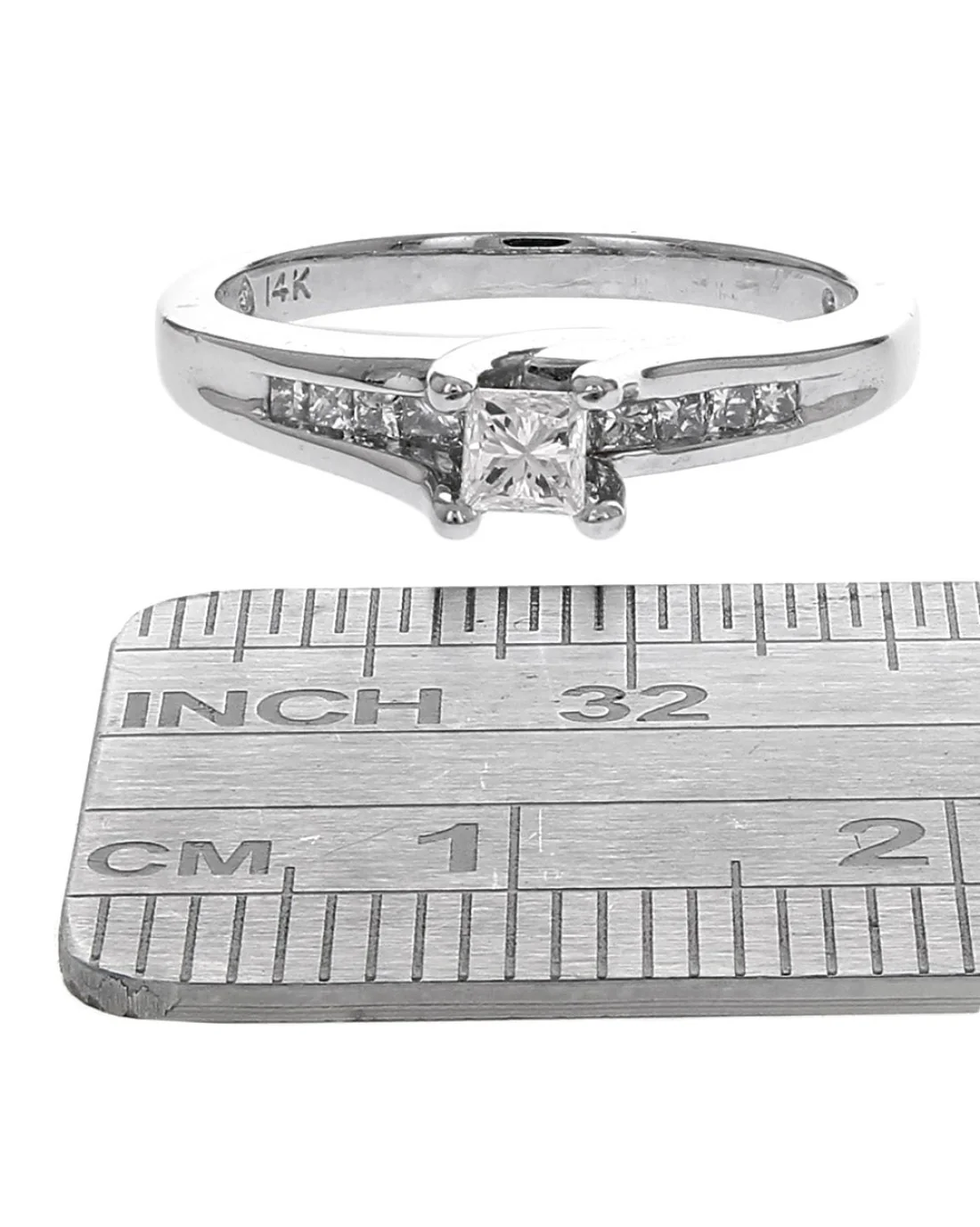 High Profile Diamond Bypass Engagement Ring in White Gold - Image 3