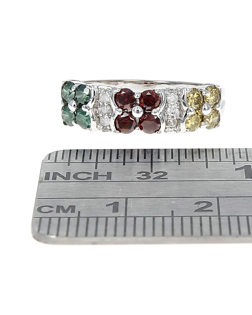 Irradiated Diamond Flower Ring in White Gold - Image 3