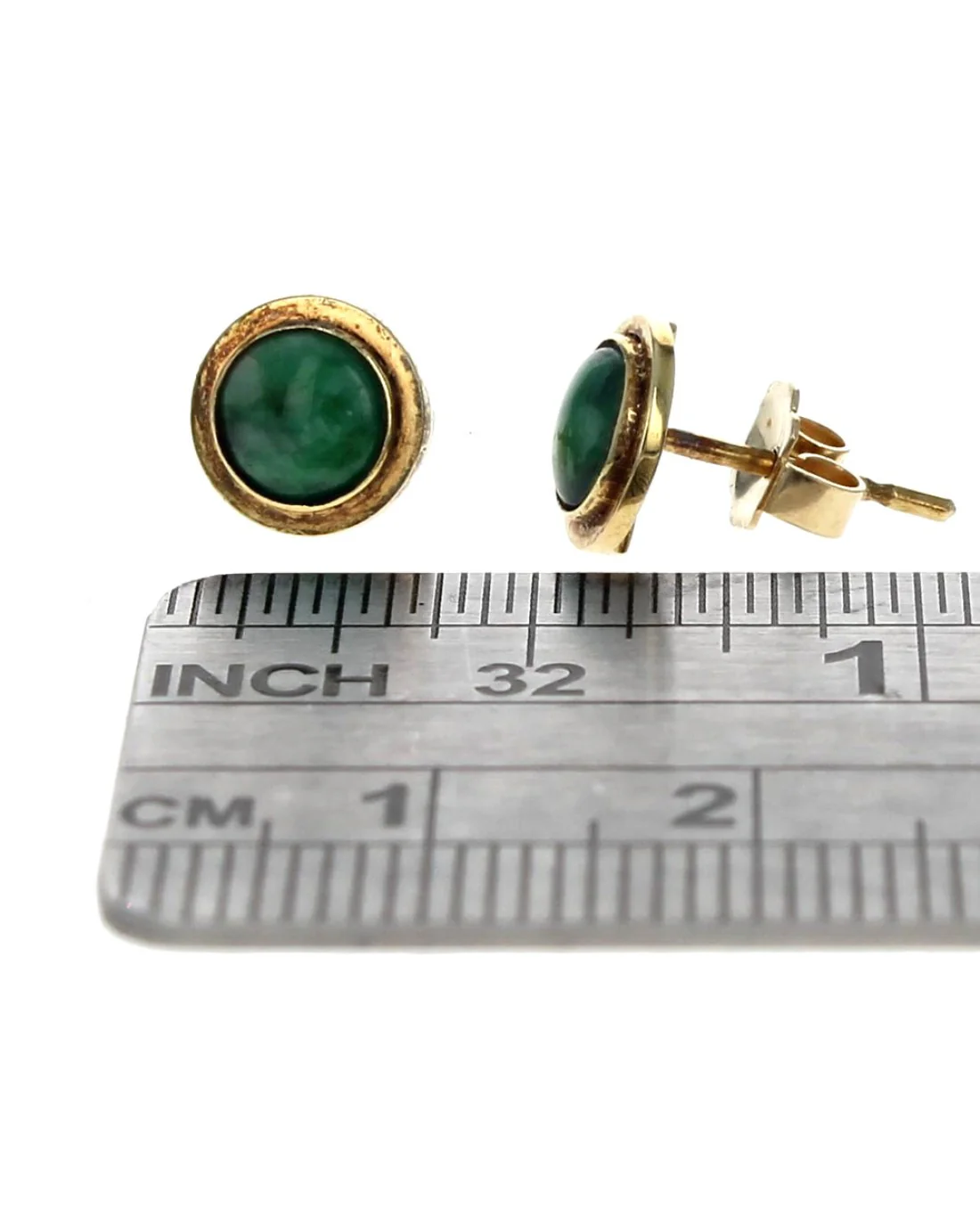 Jade Cabochon Stud Earrings - Image 2