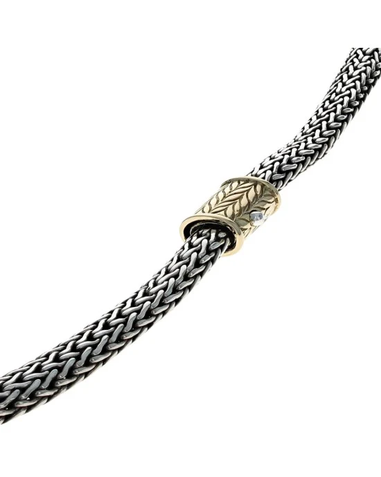 John Hardy Classic Wheat Chain Necklace in Silver and Gold - Image 2