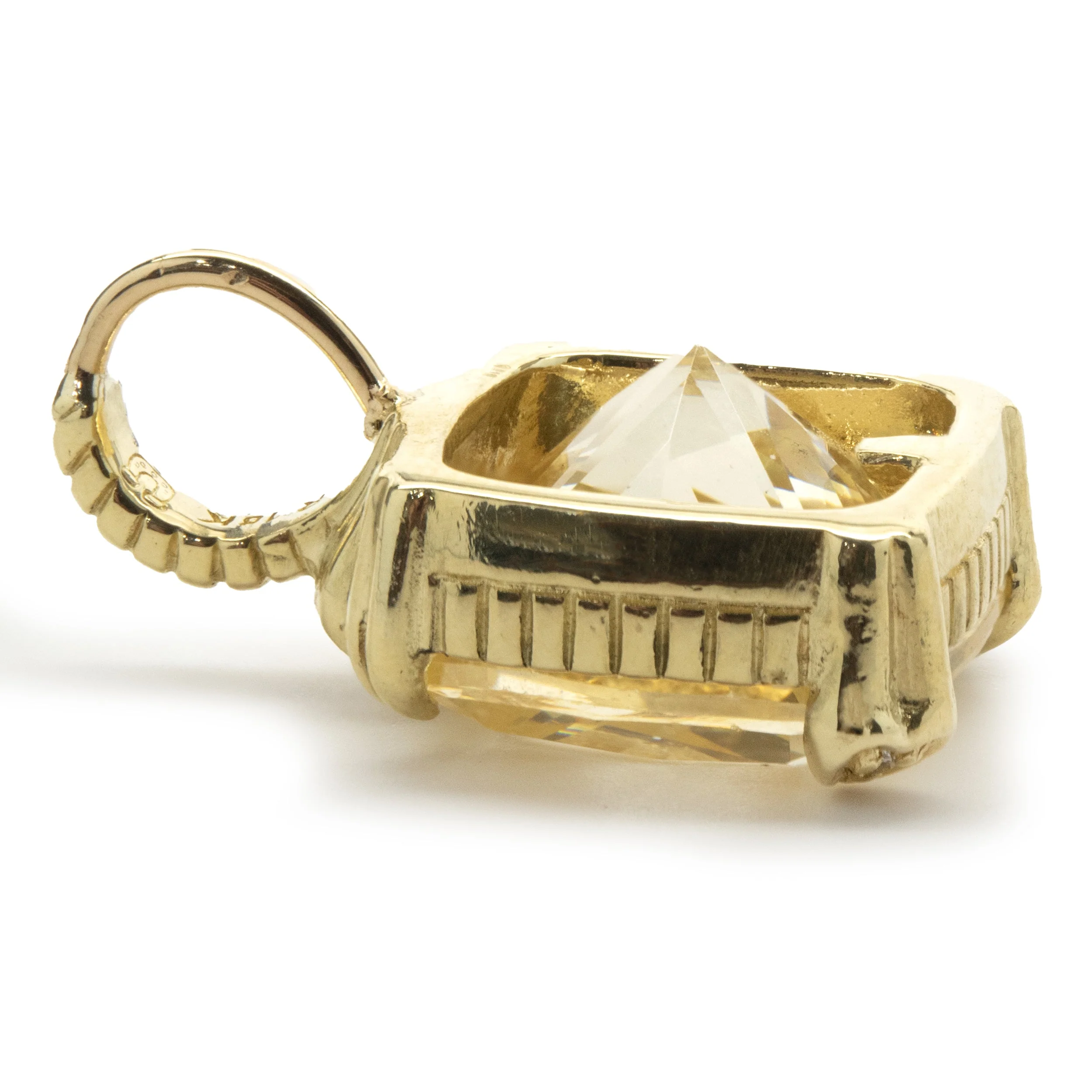 Judith Ripka 18 Karat Yellow Gold Canary Quartz and Diamond Pendant - Image 4