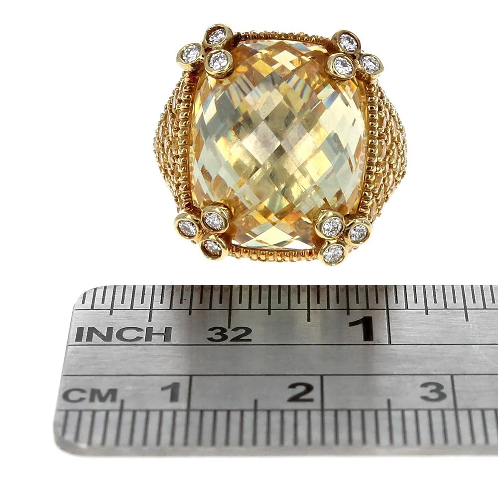 Judith Ripka 18K Yellow Gold Yellow CZ Sapphire & Diamond Ring - Image 3