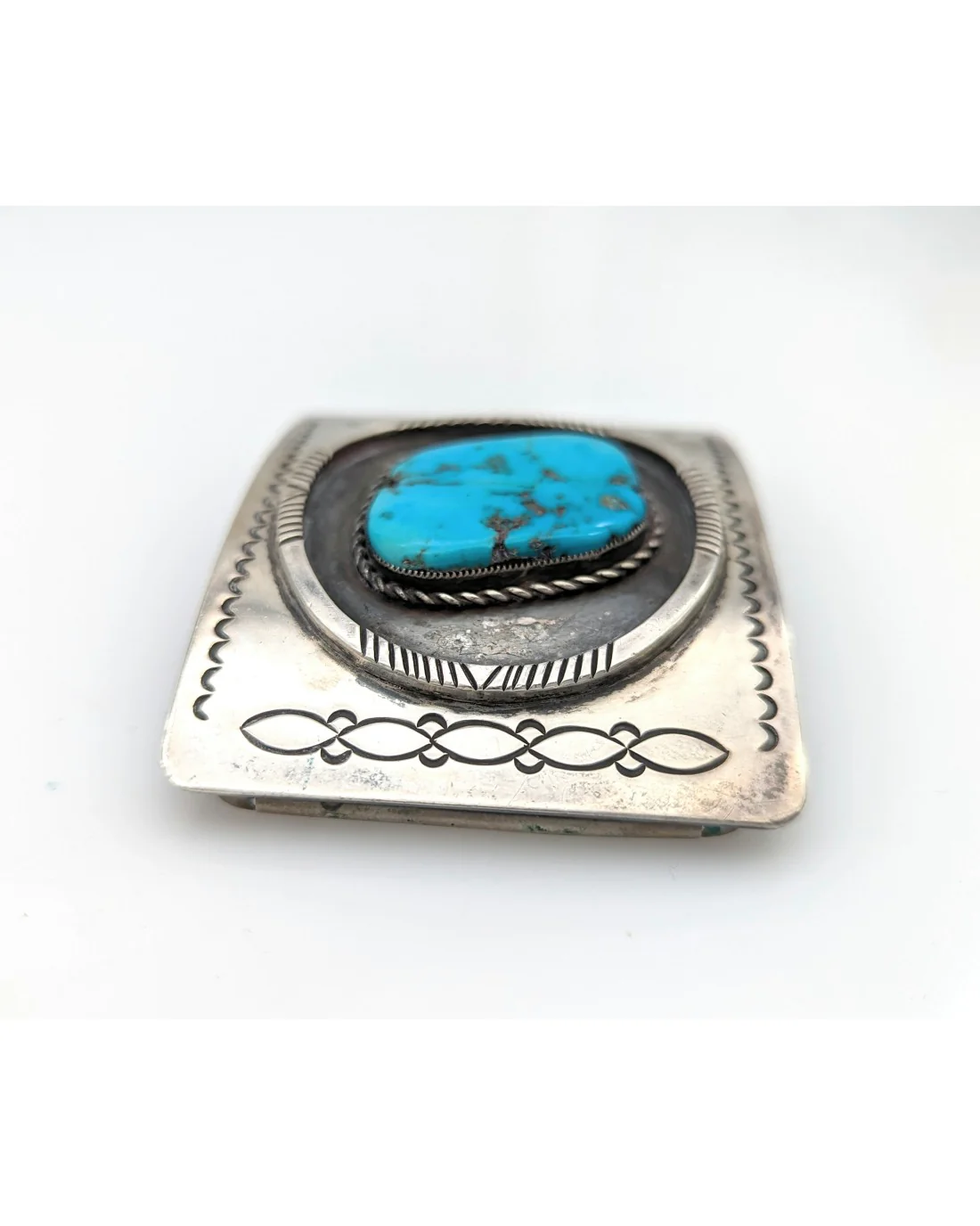 Laguna Zuni Leonard Paquin Sterling Silver & Turquoise Buckle - Image 3