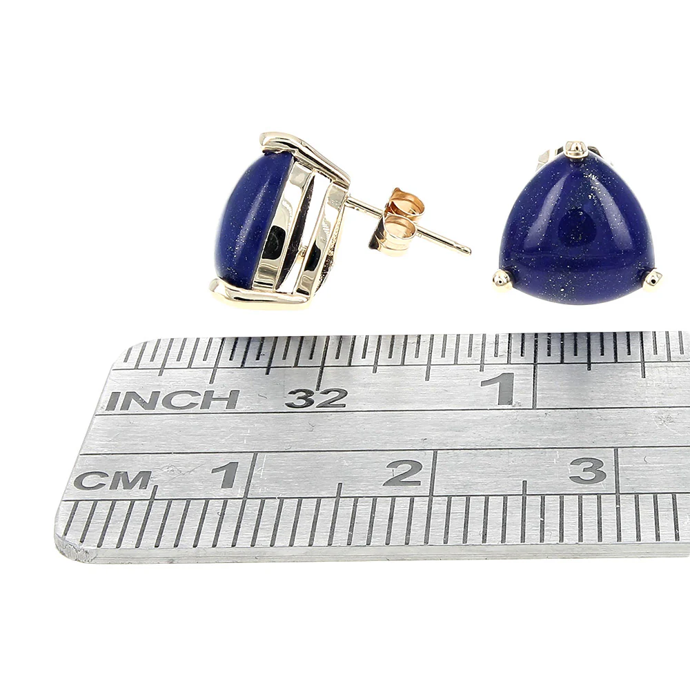 Lapis Stud Earrings in Yellow Gold - Image 2