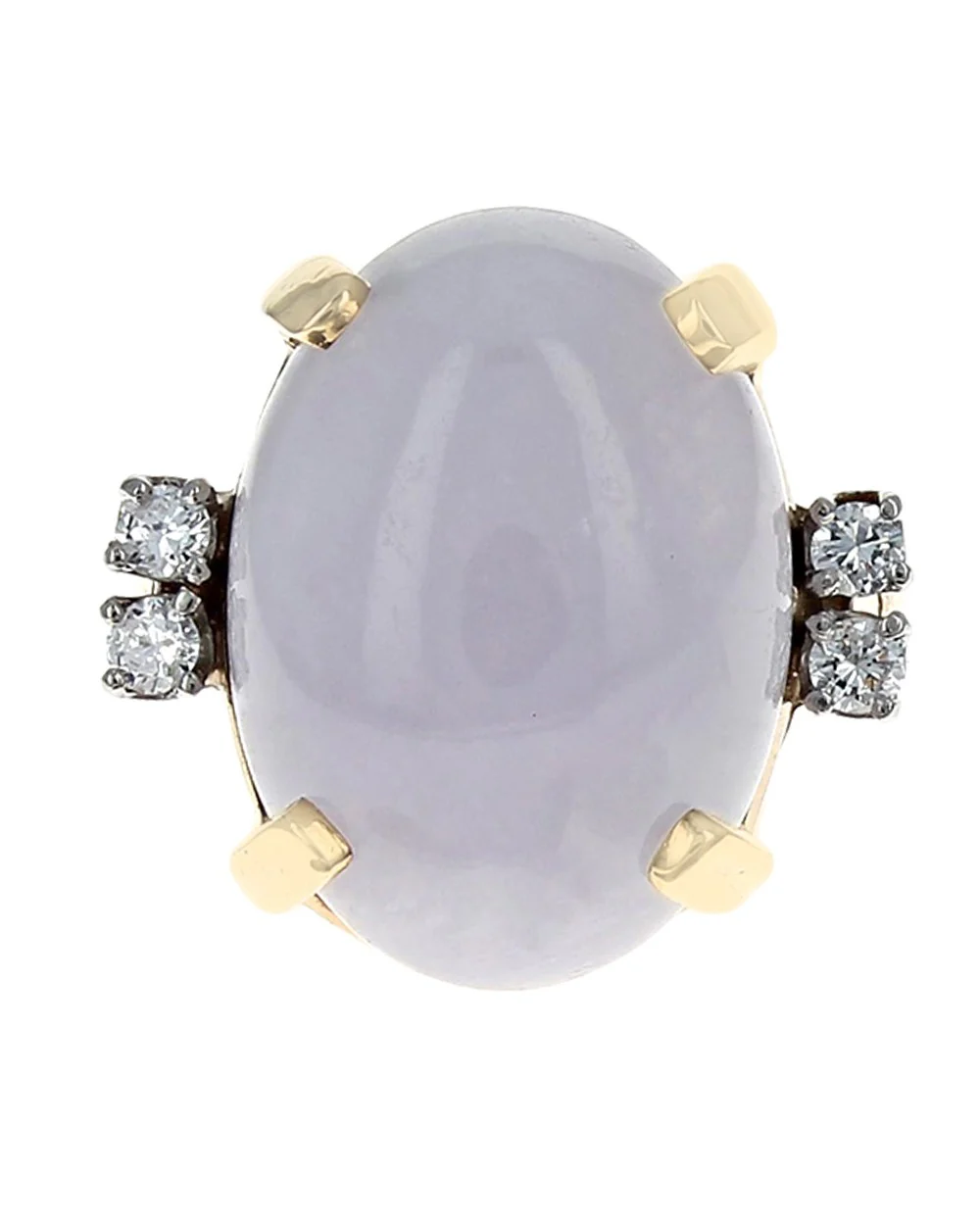 Lavender Jadeite and Diamond Accent Cabochon Ring - Image 2