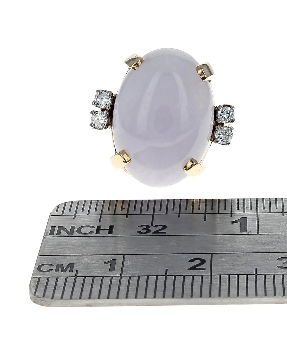 Lavender Jadeite and Diamond Accent Cabochon Ring - Image 3
